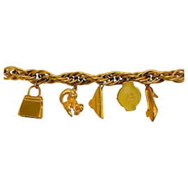 Fendi-Fendi Vintage Gold Plated Charm Bracelet-Golden