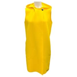 Autre Marque-Sportmax Code Bright Yellow Hooded Mid-length Wool Vest-Yellow