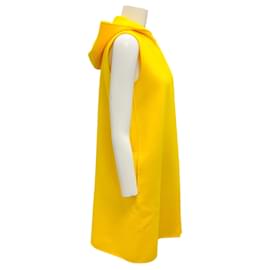 Autre Marque-Sportmax Code Bright Yellow Hooded Mid-length Wool Vest-Yellow