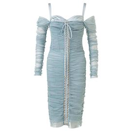 Dolce & Gabbana Kleid aus blauer Seide Blau