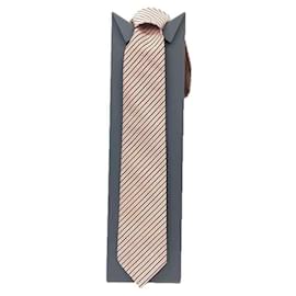 Hermès-Hermes Gray and Orange Striped Cravat-Brown,Orange