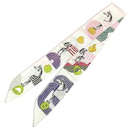 Hermès-Hermes Twilly Scarf in White-White