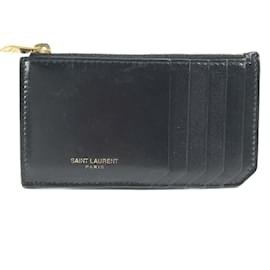 Saint Laurent-Saint Laurent Black Leather Coin Purse-Black