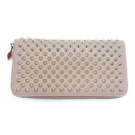 Cartera larga Panettone Spike Studs de Christian Louboutin Rosa