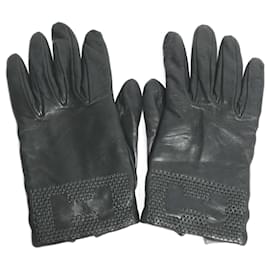 Hermès-Gants en cuir noir Hermes chauds-Noir
