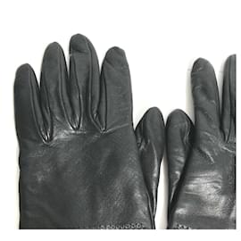 Hermès-Gants en cuir noir Hermes chauds-Noir