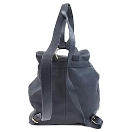 Coach-Coach Leather Backpack-Navy blue