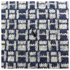 Hermès-Écharpe volée de sport Hermes-Gris,Bleu Marine