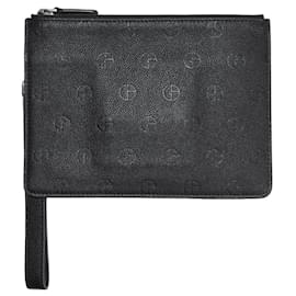 Giorgio Armani-Giorgio Armani Black Leather Clutch Bag-Black