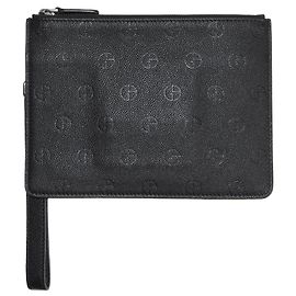 Pochette en cuir noir Giorgio Armani Noir