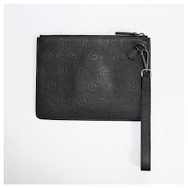 Giorgio Armani-Giorgio Armani Black Leather Clutch Bag-Black