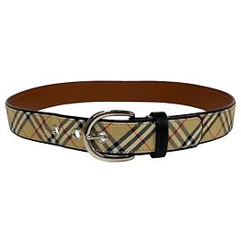 Burberry Nova Check Canvas Leather Brown Belt Brown