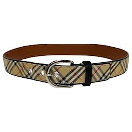 Burberry-Burberry Nova Check Canvas Leather Brown Belt-Brown