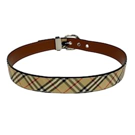 Burberry-Burberry Nova Check Canvas Leather Brown Belt-Brown