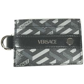 Versace Black Leather Card Case Black