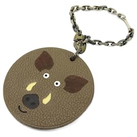 Hermès-Hermes Brown Leather Handbag Charm-Brown