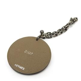Hermès-Hermes Brown Leather Handbag Charm-Brown