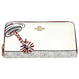 Coach C7800 Keith Haring Collaboration Long Wallet White