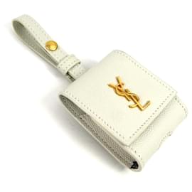Saint Laurent-Saint Laurent Ivory Leather Belt Holster for AirPods-Cream