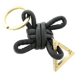 Bottega Veneta-Bottega Veneta Triangle Key Ring in Black Leather-Black