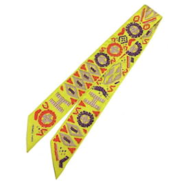 Hermès-Hermes Twilly Scarf in Green and Yellow-Green,Yellow