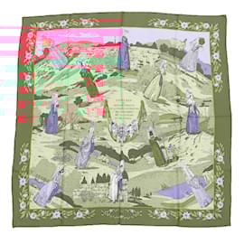 Hermès-Hermes Vintage Silk Scarf-Red,Beige