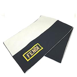 Fendi-Fendi Bicolor Wool Stole-Black