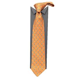 Hermès-Hermes Orange Silk Cravat-Orange