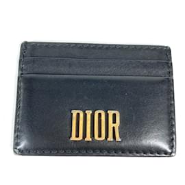 Christian Dior-Christian Dior Black Leather Card Case-Black