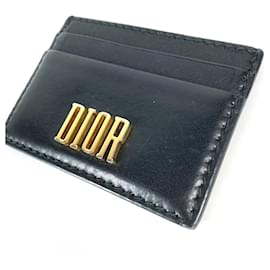 Christian Dior-Christian Dior Black Leather Card Case-Black