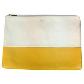 Céline-Celine Bicolor Pouch Clutch Bag-White