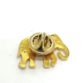 Céline-Celine Gold Plated Brooch-Golden