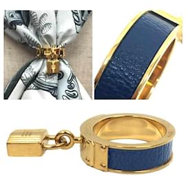 Hermès-Hermes Kelly Cadena Scarf Ring-Golden,Navy blue
