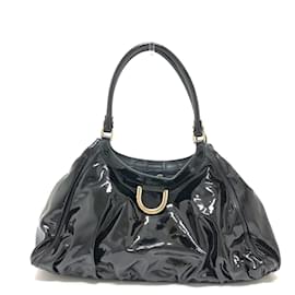 Gucci-Gucci Black Patent Leather Tote Bag-Black