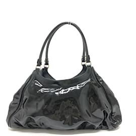 Gucci-Gucci Black Patent Leather Tote Bag-Black
