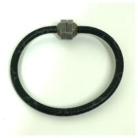 Louis Vuitton-Louis Vuitton M6166E Monogram Eclipse Bangle Bracelet-Black