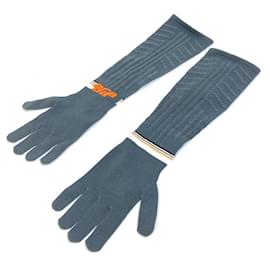 Prada-Prada Long Gloves in Gray and Orange-Brown,Orange