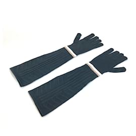 Prada-Prada Long Gloves in Gray and Orange-Brown,Orange
