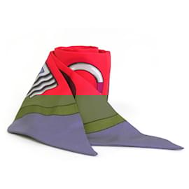 Hermès-Foulard en soie Twilly Hermes-Rouge,Multicolore