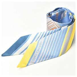 Hermès-Hermes Twilly Scarf in Light Blue and Yellow-Yellow,Light blue