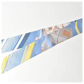 Hermès-Hermes Twilly Scarf in Light Blue and Yellow-Yellow,Light blue