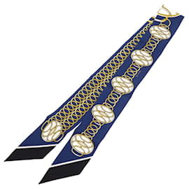 Hermès-Hermes Navy Silk Scarf-Navy blue