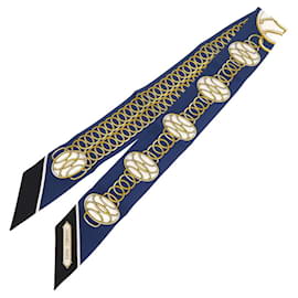 Hermès-Écharpe en soie navy Hermes-Bleu Marine