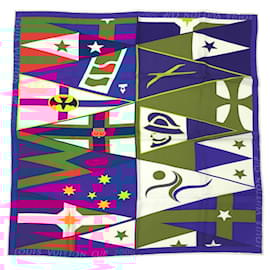 Louis Vuitton-Louis Vuitton Silk Scarf-White,Red,Blue