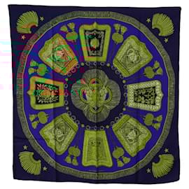 Hermès-Hermes Carré 90 Poste et Cavalerie Scarf-Multiple colors,Navy blue