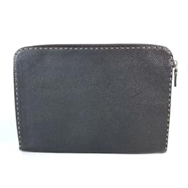 Fendi-Fendi Selleria L-Shaped Clutch Bag-Dark brown
