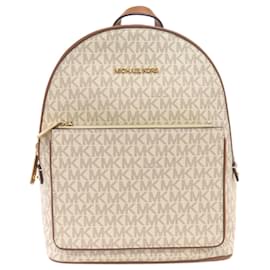 Michael Kors-Michael Kors MK Signature Backpack-Brown,White