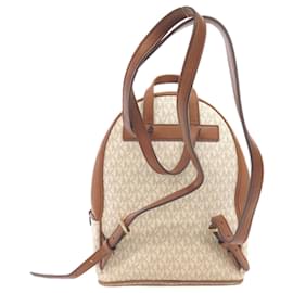 Michael Kors-Michael Kors MK Signature Backpack-Brown,White