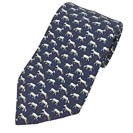 Hermès-Hermes Navy Silk Cravat-Navy blue