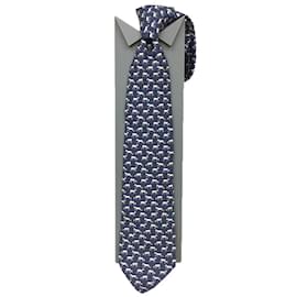 Hermès-Hermes Navy Silk Cravat-Navy blue